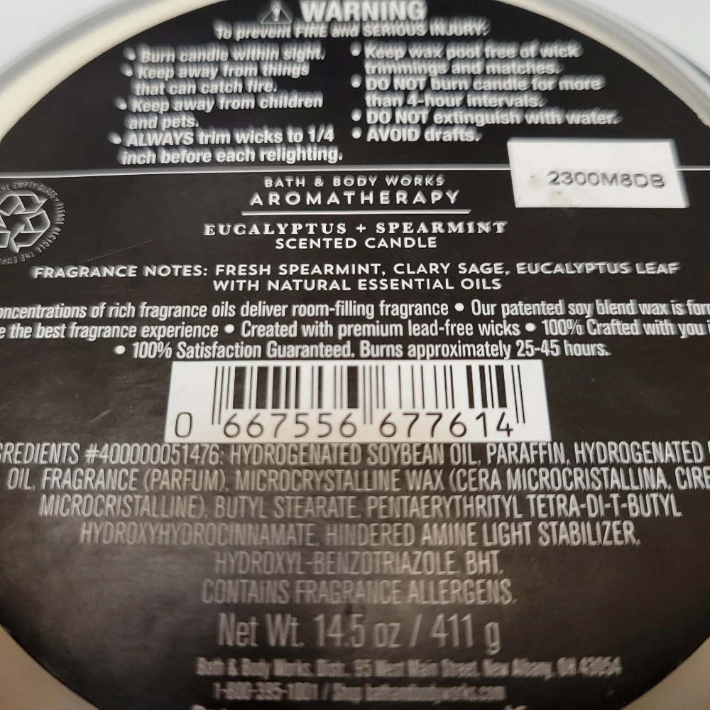 Bath & Body Works Aromatherapy STRESS RELIEF Eucalyptus Spearmint Candle 14.5 oz - Picture 3 of 3